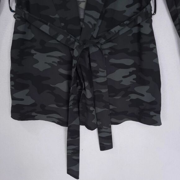 500 Maison Cinqcent Black & Grey Camo Lightweight Belted Trench Jacket Medium - Picture 12 of 16